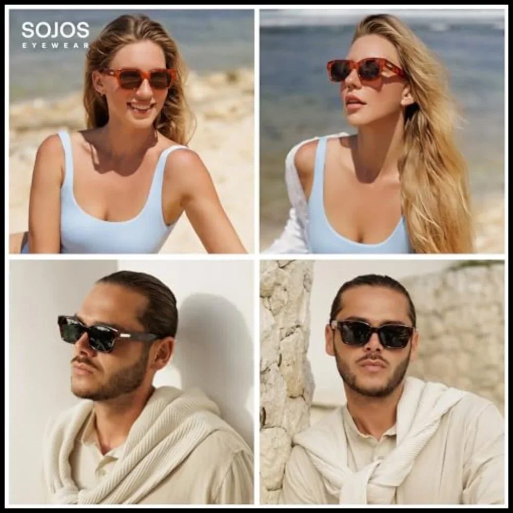 Classic Square Polarized Sunglasses with Plastic Frame